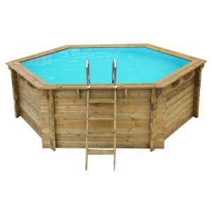piscina esagonale fuori terra in legno