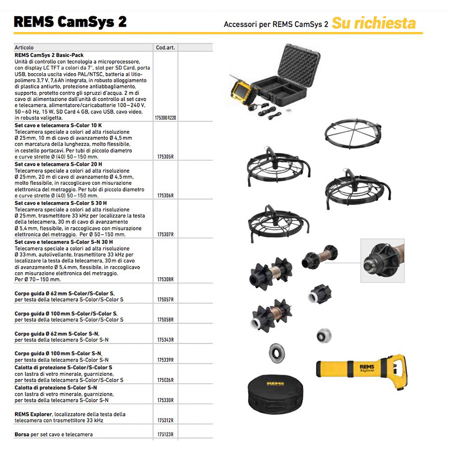 Rems CamSys Set S-Color 30H - Telecamera per ispezione tubi