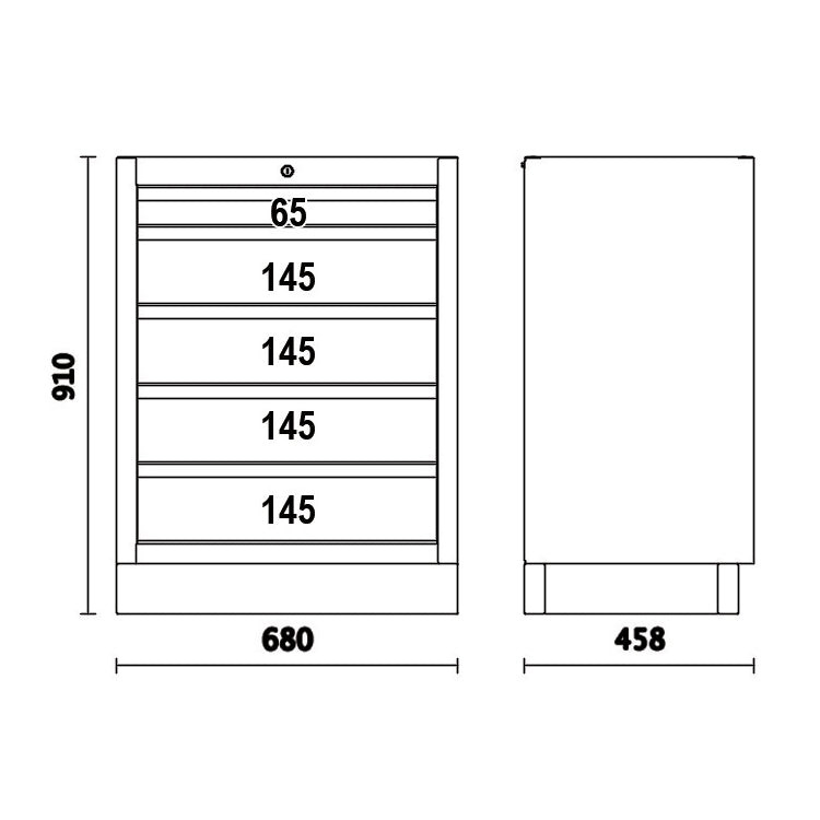 BETA 045000225 - C45PRO C5 Cassettiera mobile con 5 cassetti per arredo  officina C45PRO