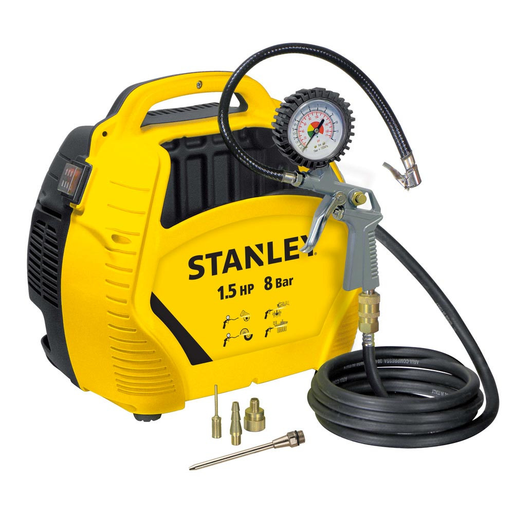 Compressore Stanley portatile AIR KIT senza serbatoio, con accessori - 1,5  HP 8 bar