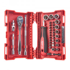 Milwaukee 4932479096 - Set cassetta di bussole, cricchetti e bussole da 1/4"