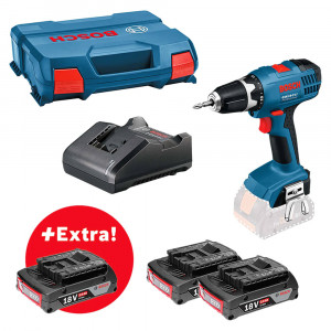 Bosch GSR 18-2-Li - Trapano avvitatore a batteria 18V con percussione - 3 x 2Ah