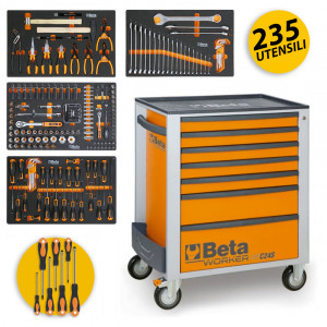 Beta BW 2400S 7/I-S - Carrello porta attrezzi completo di 235 utensili - arancione 