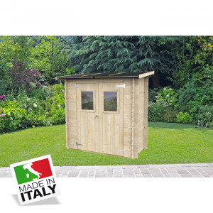 ALCE HOBBY - CASETTA IN LEGNO PORTA DOPPIA FINESTRATA 198x98x197cm MONOFALDA