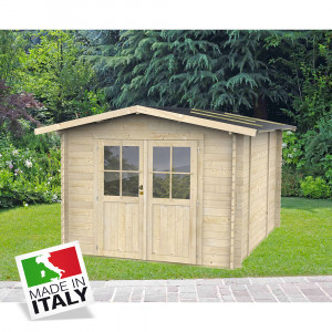 ALCE OPERA - CASETTA IN LEGNO CON PORTA DOPPIA 2,5 x 2,5 x 2 M