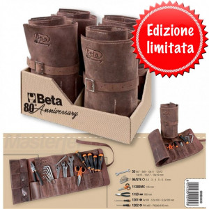 Beta 2001E4/B20-80 Custodia arrotolabile in pelle vintage con 20 utensili 