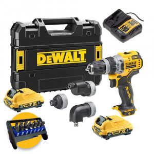 Dewalt DCD703L2T-QW - Trapano avvitatore 12V con mandrino intercambiabile, 2 x 3Ah