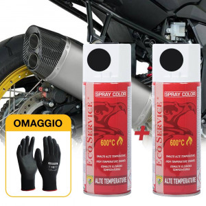 2 Bombolette Eco Service spray Alte Temperature 400ml - Nero Lucido con OMAGGIO 