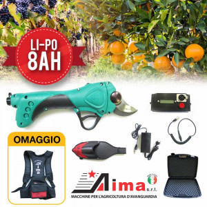 Aima HF 35 Vigna/Frutteto - Forbici elettriche da potatura a batteria Li-Po da 8 Ah con ZAINO OMAGGIO