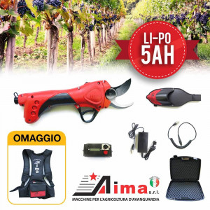 Aima HF-30 Vigna - Forbici elettriche da potatura a batteria LiPo da 5 Ah omaggio zaino