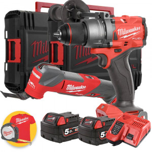 Milwaukee M18 FPD2FMT-502X - Trapano avvitatore a batteria M18 FP2 + Utensile multifunzione M18 FMT