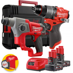 Milwaukee M12 FPP2F2-602X - Trapano M12 FPD2 + Tassellatore M12 CH - 2 x 6Ah