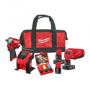 Milwaukee M12 FPP2BN-423B - Kit 12V avvitatore a impulsi M12 FIWF12 - Compressore M12 BI