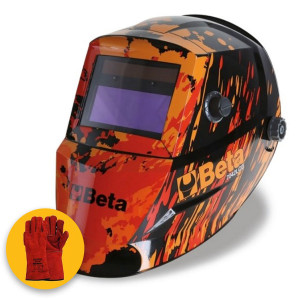 Casco maschera per saldatura BETA 7042LCD ad oscuramento automatico (DIN9-13) con OMAGGIO