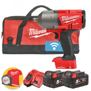 Milwaukee M18 ONEFHIWF12-502B - Avvitatore ad impulsi a batteria 18V One-Key, 2 x 5Ah in borsone