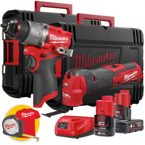  Milwaukee kit utensili a batteria M12 - Utensile multifunzione M12 FMT - Trapano avvitatore M12 FPD 