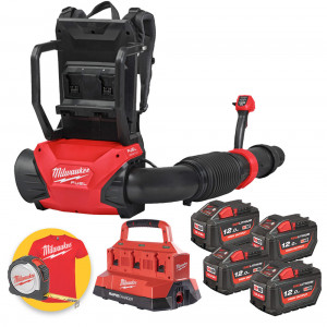 Milwaukee M18 F2BPB-124 - Soffiatore soffiafoglie spalleggiato a doppia batteria 2 x 18V 12Ah