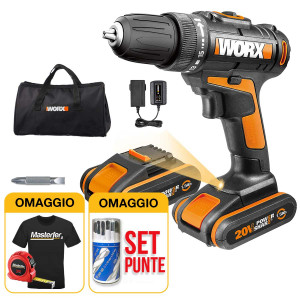 Worx WX101 - Trapano avvitatore a batteria 20V 2x1.5Ah