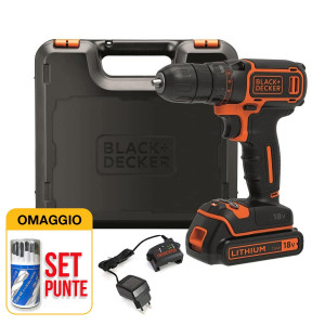 Black & Decker BDCDC18K - Trapano Avvitatore a batteria 18V 1,5 ah con omaggio