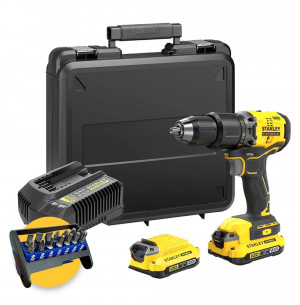 Stanley FatMax SFMCD715D2K - Trapano avvitatore con percussione 2 batterie 2.0Ah 18V 