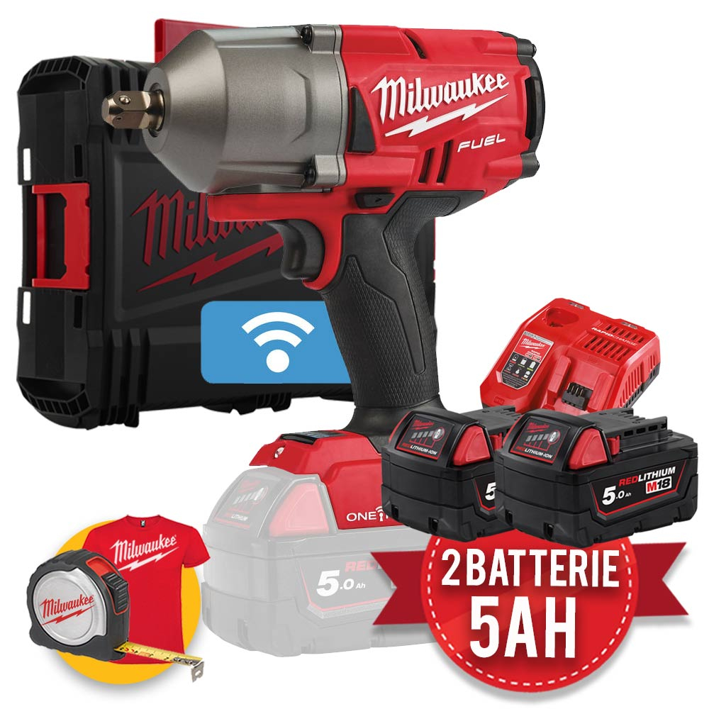 Milwaukee M18 ONEFHIWP12-502X - Avvitatore a impulsi alta potenza 18 Volt 1/2  FUEL ONE KEY - 2 x 5Ah