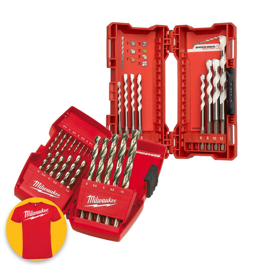 Milwaukee 4932479632 - set 19 punte ferro HSS-G + set 8 punte multimateriale